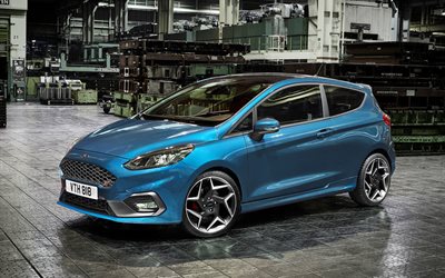 Ford Fiesta ST, 2018 coches, hatchback, azul Fiesta, Ford