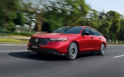 Honda Accord Turbo Sport, 4k, CN-spec, 2025 cars, highway, Honda Accord, luxury cars, Red Honda Accord, 2025 Honda Accord, japanese cars, Honda