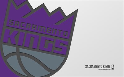 sacramento kings logosu, 4k, mor arka plan, karbon sanatı, sacramento kings amblemi, amerikan basketbol kulübü, nba, amerika, sacramento kralları, basketbol