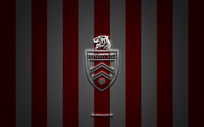 logo kuala lumpur city fc, team di calcio malesi, malesia super league, background di carbonio bianco rosso, emblema di kuala lumpur city fc, calcio, kuala lumpur city fc, malaysia
