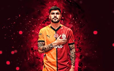 eren elmali, 4k, mor neon işıklar, galatasaray fc, süper lig, türk futbolcuları, eren elmali 4k, futbol, galatasaray sk, eren elmali galatasaray