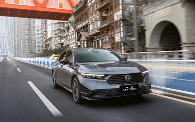 4k, Honda Accord Turbo Sport, street, 2025 cars, CN-spec, Honda Accord, luxury cars, Gray Honda Accord, 2025 Honda Accord, japanese cars, Honda