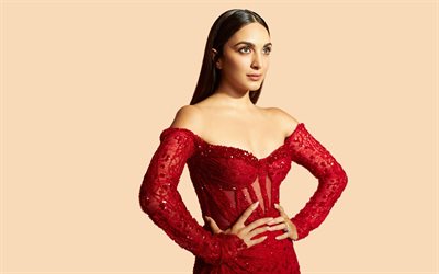 4k, kiara advani, attrice indiana, servizio fotografico, abito rosso, bollywood, modello di moda indiano, photoshoot kiara advani