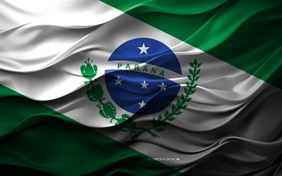4k, bandeira do paraná, estados do brasil, bandeira do paraná 3d, brasil, textura 3d, dia do paraná, símbolos nacionais brasileiros, 3d art, paraná