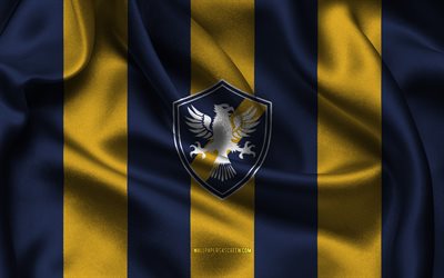 4k, retro fc logosu, mavi altın ipek kumaş, brezilyalı futbol takımı, retro fc amblemi, brezilya seri d, retro fc, brezilya, futbol, retro fc bayrağı, retro