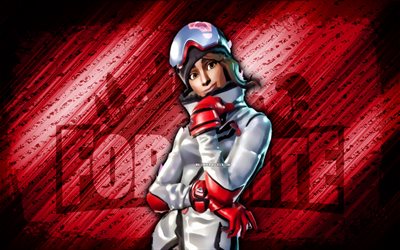 fortnite em pó branco, 4k, fundo diagonal vermelho, arte grunge, fortnite, obra de arte, pele em pó branco, personagens fortnite, pó branco, pele de pó branco fortnite