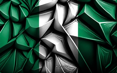 nigeria flagg, 4k, 3d  kreativ struktur, nigeria 3d  flagga, afrika, nigeriaflagga, 3d  konst, nigeria, afrikanska länder