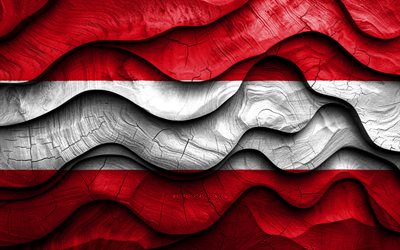 4k, Austrian flag, European countries, wooden 3D waves flags, Day of Austria, flag of Austria, Austria wooden flag, Europe, Austrian national symbols, Austria flag, Austria