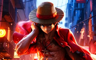 4k, monkey d luffy, 3d art, attrezzatura quinta, manga, fiamme di fuoco, un pezzo, strada, marcia 5, artowork, gomu gomu no mi, scimmia d luffy un pezzo