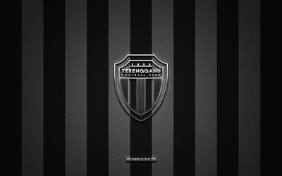 Terengganu FC logo, Malaysian football team, Malaysia Super League, black white carbon background, Terengganu FC emblem, football, Terengganu FC, Malaysia