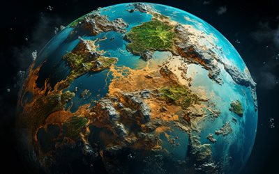 3d earth globe, 4k, الأرض من الفضاء, الخيال العلمي, الكون, ناسا, الكرة الأرضية, الأرض الأرض من الفضاء, أرض, كرات ثلاثية الأبعاد, كرة الأرض
