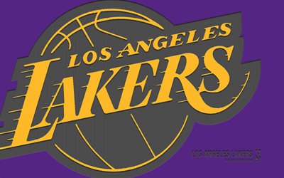 Los Angeles Lakers logo, 4k, purple background, carbon art, Los Angeles Lakers emblem, American basketball club, NBA, USA, Los Angeles Lakers, basketball