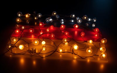 4k, flagge deutschlands aus leuchtenden glühbirnen, deutsche flagge, flagge von deutschland, kreative deutsche flagge, deutschland, leuchtende glühbirnen, deutschland flagge