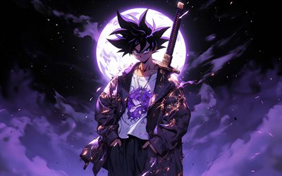 goku, súper saiyajin, bola de dragón, arte, manga japonés, paisaje nocturno, son gokú, personajes de dragon ball, goku dragon ball, kakarotto, personajes de goku