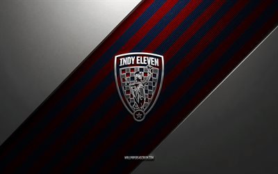 Indy Eleven logo, 4k, steel background, American soccer club, red blue lines, Indy Eleven emblem, USL, soccer player, Indy Eleven, USA, Indy Eleven metal logo, Indy Eleven crest