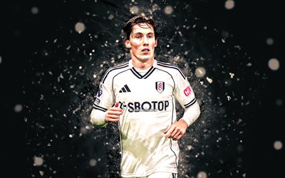 هاري ويلسون, 4k, أضواء النيون البيضاء, نادي فولهام, الدوري الممتاز, لاعبو كرة القدم الويلزية, هاري ويلسون 4k, كرة القدم, فولهام, هاري ويلسون فولهام