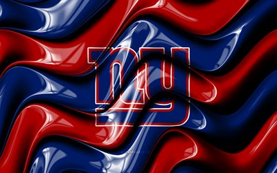 New York Giants 3D logo, 4k, blue red 3D waves, NFL, american football, New York Giants flag, creative, New York Giants logo, New York Giants emblem, american football team, New York Giants, NY Giants