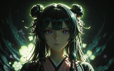 MaoMao, 4k, darkness, green glare, The Apothecary Diaries, manga, protagonist, The Apothecary Diaries characters, artwork, MaoMao The Apothecary Diaries