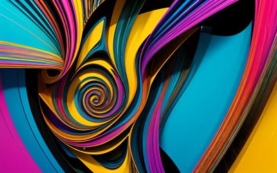 4k, curvas coloridas en 3d, obra de arte, vórtice, abstracciones, pauta, diseño de materiales, ondas abstractas coloridas, fondo ondulado abstracto, curvas abstractas, creativo, ondas abstractas, fondos abstractos