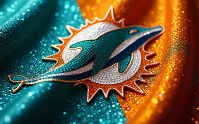 miami dolphins gems logotyp, 4k, turkosa diamanter bakgrund, diamantkonst, miami dolphins emblem, usa, miami dolphins, amerikansk fotboll, miami dolphins logotyp, nfl