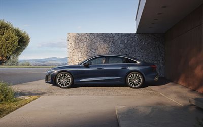 2026, audi a6 sedán, 4k, vista lateral, exterior, sedán azul, audi a6 azul, nuevo audi a6 2026, audi a6, coches alemanes, audi