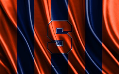 4k, 시러큐스 오렌지 로고, ncaa, 오렌지 블루 실크 질감, 시라큐스 오렌지 깃발, 미식축구 클럽, 실크 깃발, 시러큐스 오렌지 엠블럼, 미국, 시러큐스 오렌지 배지, 시러큐스 오렌지