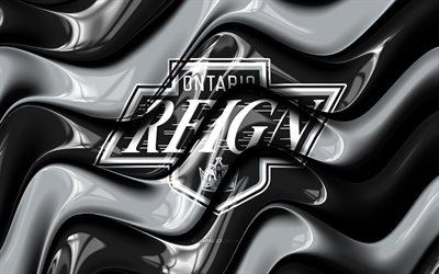 logotipo 3d do reino de ontário, 4k, ondas 3d cinza preto, ahl, hóquei, bandeira do reino de ontário, criativo, logotipo do reino de ontário, emblema do reino de ontário, time canadense de hóquei, reinado de ontário