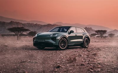 2026, Porsche Macan GTS, 4K, front view, exterior, green Porsche Macan, new Porsche Macan 2026, desert, German cars, Porsche