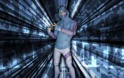 4k, kuno ikonik, fondo de rayos azules, diseño kuno ikonik, kuno icono fortnite, arte abstracto, piel fortnite kuno ikonik, personajes fortnite, fortnite, arte creativo