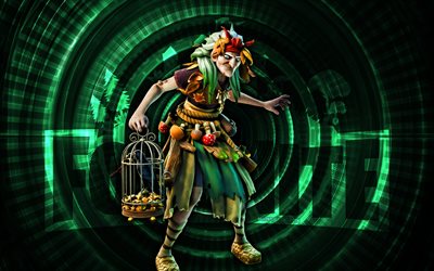 baba yagá fortnite, 4k, fondo espiral verde, fortnite, creativo, piel de baba yaga, piel fortnite baba yaga, baba yagá, personajes fortnite