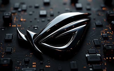 asus rog logotyp i svart metall, 4k, svart teknik bakgrund, asus rog metallemblem, asus rog svart polerad skylt, asus rog logotyp, svart techno bakgrund, asus rog, republic of gamers, rog logotyp, rog