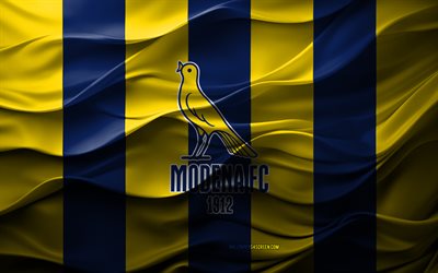 4k, logotipo de modena fc, fondo 3d amarillo azul, serie b, modena fc emblema, equipo de fútbol italiano, bandera de modena fc, textura 3d, italia, modena fc, fútbol americano, fútbol, modena