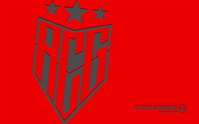 logo atletico goianienense, 4k, sfondo rosso, art di carbonio, emblema dell'atletico goianiense, club di calcio brasiliano, serie brasiliana b, brasile, atletico club gioianense, calcio, atletico goianiense