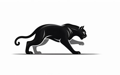 panther, 4k, minimal, raubtiere, weiße hintergründe, raubkatze, zusammenfassung panther, räubertiere, wilde katzen, panther  minimalismus, panthera, schwarzer leopard, panthers