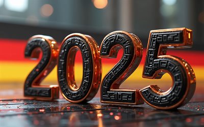 4k, 독일 2025, 창조적 인 3d 아트, 독일 2025 자리, 3d 아트, 독일, 독일 국기, 2025 3d 자리, 2025 개념, 2025 독일