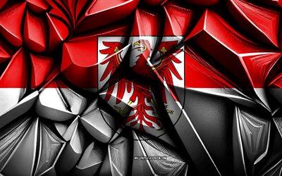 bandeira de brandenburgo, 4k, textura criativa 3d, bandeira 3d de brandenburgo, alemanha, 3d art, brandenburg, estado da alemanha, bandeira do estado de brandenburgo