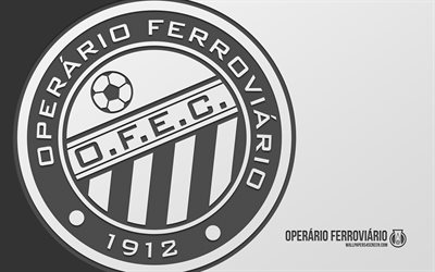 logo operario ferroviario, 4k, sfondo bianco, art di carbonio, emblema operario ferroviario, club di calcio brasiliano, serie brasiliana b, brasile, operario ferroviario fc, calcio, operario ferroviario