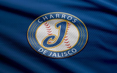 logotipo de tela charros de jalisco, 4k, fondo de tela azul, lmb, bokeh, béisbol, logotipo de charros de jalisco, emblema de charros de jalisco, equipo de béisbol mexicano, charros de jalisco