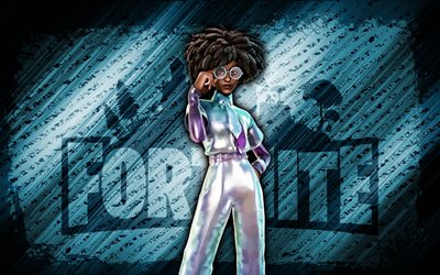 silver doctor slone fortnite, 4k, fond diagonal bleu, grunge, fortnite, œuvres d'art, peau de docteur argenté, personnages fortnite, silver doctor slone, skone siltnite docteur argenté de fortnite