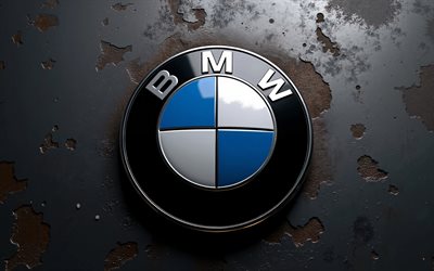 4k, bmw metal logo, sfondo del grunge metallico, bmw, grunge art, emblema bmw, auto tedesche, texture di grunge in metallo, bmw logo 3d