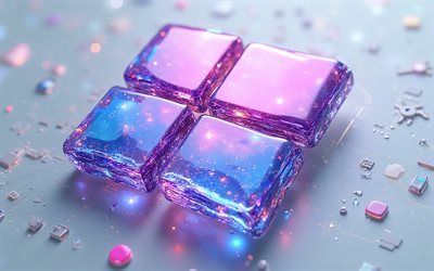 windows 11 mor pembe parlayan logo, 4k, windows 11 pembe işareti, windows 11 logosu, windows 11 pembe amblemi, windows 11, beyaz teknolojik altyapı, windows logosu, windows