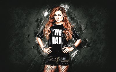 becky lynch, wwe, amerikkalainen painija, valkoinen kivi tausta, wwe mestari, muotokuva, becky lynch painija, grunge taidetta, usa, paini, rebecca quin, becky lynch wwe, world wrestling entertainment