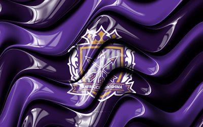 sanfrecce hiroshima 3d logotyp, 4k, violetta svarta 3d vågor, j1 ligan, fotboll, sanfrecce hiroshima flagga, kreativ, sanfrecce hiroshima logotyp, sanfrecce hiroshima fc, japansk fotbollsklubb, sanfrecce hiroshima