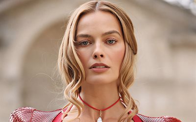 margot robbie, 4k, porträt, australische schauspielerin, foto shooting, rotes kleid, hollywood, fotoshooting mit margot robbie, margot elise robbie