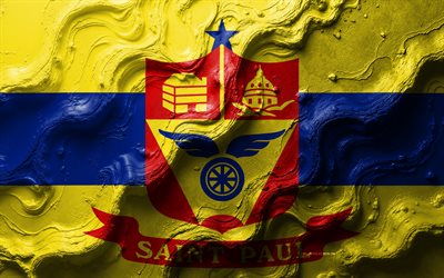 pyhän paavalin lippu, 4k, kiviaaltorakenne, amerikan kaupunkien liput, 3d saint paul lippu, usa, saint paulin kaupungin lippu, pyhä paavali, minnesota