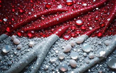 bandeira indonésia, 4k, pedras preciosas, bandeira da indonésia, cristais, pedras brilhantes, indonésia, arte criativa, pedras preciosas vermelhas, cristais brancos vermelhos