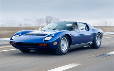 لامبورغيني ميورا p400 sv, 4k, السيارات الخارقة, 1972 سيارة, السيارات الرجعية, لامبورغيني ميورا الزرقاء, 1972 لامبورجيني ميورا, السيارات الايطالية, لامبورغيني