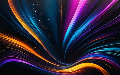 4k, موجات ثلاثية الأبعاد ملونة, galaxy, التجريدات المظلمة, موجات النيون الملونة, منحنيات ملونة, عمل فني, موجات مجردة ملونة, خلفية متموجة مجردة, موجات مجردة, خلفيات مجردة