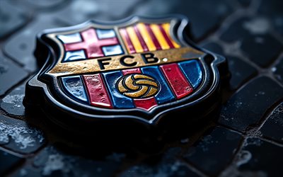 steinlogo des fc barcelona, 4k, nacht, barca, steinhintergrund, katalonien, fc barcelona emblem, spanien, marmorkunst, fc barcelona, la liga, fc barcelona logo, fußball, barcelona logo, barcelona