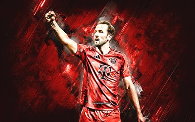 هاري كين, fc بايرن ميونيخ, لاعب كرة القدم الإنجليزي, خلفية حمراء, هاري إدوارد كين, فن الجرونج, البوندسليجا, ألمانيا, كرة القدم, هاري كين بايرن ميونيخ
